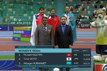 La atleta vietnamita Nguyen Thi Oanh ganó una medalla de oro en el Campeonato asiático de atletismo.