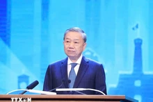El secretario general del Partido Comunista de Vietnam, To Lam, habla en la Cumbre P4G. (Foto: VNA)