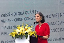 Ramla Khalidi, representante residente del PNUD en Vietnam, interviene en la cita (Foto: VNA) 