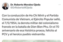Cuba felicita a Vietnam por aniversario 70 de Victoria de Dien Bien Phu