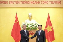 El Ministro de Industria y Comercio, Nguyen Hong Dien, y el secretario partidista de la provincia china de Hainan, Shen Xiaoming. (Foto: Vietnam+)