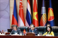 El presidente de la Asamblea Nacional de Vietnam, Tran Thanh Man (en el medio), en la reunión del Comité Ejecutivo de AIPA. (Fuente: VNA)