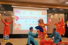 Un espectáculo del canto Van en los actos de 'hau dong' (mediumnidad), uno de los patrimonios culturales intangibles de Vietnam reconocido por Unesco.
