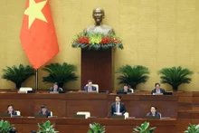 El presidente de la Asamblea Nacional, Tran Thanh Man, habla para concluir el debate sobre el el grupo de cuestiones acerca de los recursos naturales y el medio ambiente. (Fuente: VNA)