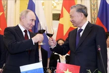 El presidente de Vietnam, To Lam (derecha), y su homólogo ruso, Vladimir Putin. (Foto: VNA)