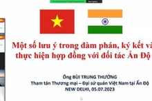 La Oficina Comercial de Vietnam en la India realiza un webinar (seminario web) para discutir sobre el proceso de negociación, firma e implementación de contratos con socios indios. (Fuente:VNA)