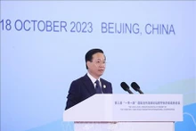 El presidente de Vietnam, Vo Van Thuong, interviene en el tercer Foro de la Franja y la Ruta para la Cooperación Internacional. (Foto: VNA)
