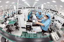 La empresa Khvatec Thai Nguyen (con inversión surcoreana) en el parque industrial Yen Binh, ciudad de Pho Yen. Foto: VNA