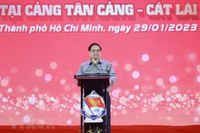 El primer ministro de Vietnam, Pham Minh Chinh habla en el evento. (Fotografía: VNA)
