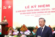 El secretario general del Partido Comunista y presidente de Vietnam, To Lam, pronuncia un discurso en la ceremonia (Fuente: VNA)