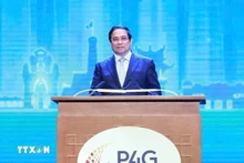 El primer ministro vietnamita, Pham Minh Chinh, interviene en la cita (Foto: VNA)