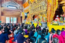 Muchas personas participan en la fiesta de la pagoda de Quynh Lam.