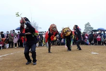 Minorías étnicas en Vietnam preservan la danza tradicional del león-gato. (Fotografía: VNA)