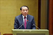 El ministro de Cultura, Deportes y Turismo, Nguyen Van Hung, interviene en el coloquio. (Fotografía: VNA)