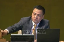 El embajador Dang Hoang Giang, jefe de la misión permanente de Vietnam ante la ONU, habla en el evento. (Fotografía: VNA)