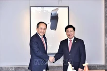El vice primer ministro permanente de Vietnam, Pham Binh Minh (derecha), y el vicepremier y titular de Economía y Finanzas de Corea del Sur, Choo Kyung-ho. (Fotografía: VNA)