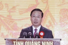El presidente de Vietnam, Vo Van Thuong, interviene en el evento. (Fotografía: VNA)