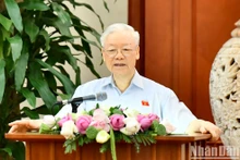 El secretario general del Partido Comunista de Vietnam, Nguyen Phu Trong, interviene en la cita. (Fotografía: Nhan Dan)