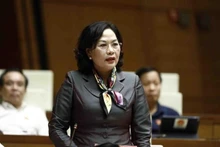 La gobernadora del Banco Estatal de Vietnam, Nguyen Thi Hong, habla en el evento. (Fotografía: VNA)