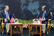 El secretario general del Partido Comunista de Vietnam, To Lam (izquierda), y el presidente de la Asamblea Consultiva del Pueblo de Indonesia, Ahmad Muzani. (Fotografía: VNA)
