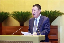 El inspector general del Gobierno de Vietnam, Doan Hong Phong, presenta el informe sobre los trabajos de prevención y lucha contra la corrupción y la negatividad. (Fotografía: VNA)