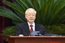 El secretario general del Partido Comunista de Vietnam, Nguyen Phu Trong, interviene en la conferencia. (Fotografía: Nhan Dan)