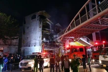 Escena del incendio en el distrito de Bac Tu Liem, en Hanói. (Fotografía: VNA)