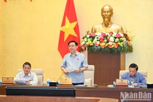 El presidente de la Asamblea Nacional de Vietnam, Vuong Dinh Hue, en la sesión. (Fotografía: VNA)