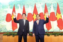 El primer ministro de Vietnam, Pham Minh Chinh (derecha), y su homólogo japonés, Kishida Fumio. (Fotografía: VNA)