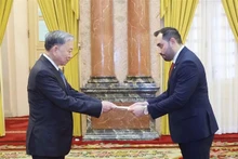 El presidente To Lam recibe al embajador de Nicaragua, Mario José Armengol Campos. (Fotografía: VNA)