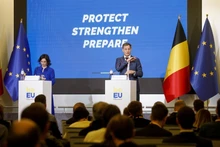 El primer ministro de Bélgica, Alexander De Croo, enuncia las prioridades de su país durante este mandato de presidencia de la UE. (Fotografía: Belga)