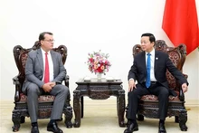 El vice primer ministro Tran Hong Ha recibe a Steven Winn, estratega jefe global y director ejecutivo senior de JERA. (Fotografía: VNA)
