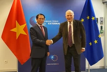 Josep Borrell, alto representante de la UE para Asuntos Exteriores y Política de Seguridad y vicepresidente de la Comisión Europea (derecha), y el canciller vietnamita, Bui Thanh Son. (Fotografía: Ministerio de Relaciones Exteriores de Vietnam)