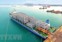 El primer lote de 11 módulos con un peso de mil 200 toneladas para exportar a Singapur. (Fotografía: VNA)