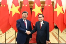 El presidente de la Asamblea Nacional de Vietnam, Tran Thanh Man (derecha), y el secretario general del Partido Comunista de China y presidente de ese país, Xi Jinping. (Fotografía: Nhan Dan)