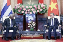 El presidente de Vietnam, To Lam, y el presidente de la Asamblea Nacional del Poder Popular de Cuba, Esteban Lazo Hernández. (Fotografía: VNA)
