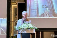 La embajadora de Noruega en Vietnam, Hilde Solbakken, interviene en el coloquio. (Fotografía: Nhan Dan)