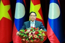 El primer ministro de Vietnam, Pham Minh Chinh, interviene en la cita. (Fotografía: VNA)