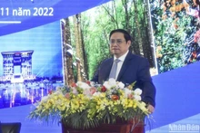 El primer ministro de Vietnam, Pham Minh Chinh, interviene en el evento. (Fotografía: Nhan Dan)