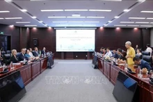 El vicepresidente del Comité Popular de la ciudad de Da Nang, Tran Chi Cuong, recibe al ministro sueco de Infraestructura y Vivienda, Andreas Carlson. (Fotografía: VNA)