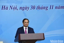 El primer ministro de Vietnam, Pham Minh Chinh, interviene en la cita. (Fotografía: Nhan Dan)