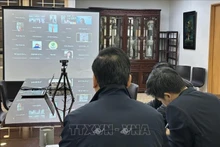 Durante la reunión en línea sobre el apoyo a vietnamitas afectadas por terremoto en Japón. (Fotografía: VNA)