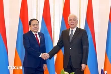 El presidente de la Asamblea Nacional de Vietnam, Tran Thanh Man, y el presidente armenio, Vahagn Khachaturyan. (Fotografía: VNA)