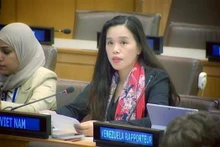 La ministra consejera y jefa adjunta de la delegación permanente de Vietnam ante las Naciones Unidas, Le Thi Kim Thoa. (Fotografía: VNA)