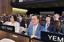 El vicecanciller Ha Kim Ngoc en la 42 sesión de la Conferencia General de la Unesco, celebrada en París, Francia, del 11 al 22 de noviembre. (Fotografía: VNA)