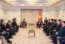 El primer ministro Pham Minh Chinh recibe a representantes de la Asociación de Amistad Vietnam-Hiroshima, Japón. (Fotografía: VNA)