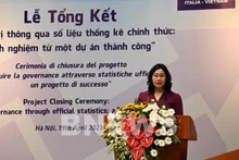 La directora general de la Oficina General de Estadísticas de Vietnam, Nguyen Thi Huong, interviene en la cita. (Fotografía: VNA)