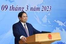 El primer ministro de Vietnam, Pham Minh Chinh, interviene en la cita. (Fotografía: Nhan Dan)