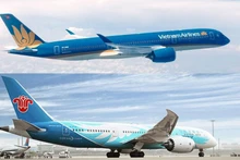 Aviones de Vietnam Airlines y China Southern Airlines. (Fotografía: qdnd.vn)
