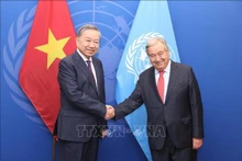 El secretario general del Partido Comunista y presidente de Vietnam, To Lam (derecha), y el secretario general de la ONU, Antonio Guterres. (Fotografía: VNA)